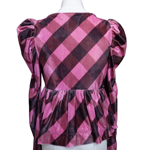 ANTHROPOLOGIE Maeve Velvet Plaid Babydoll Top - Size S (NWT, $88 Retail) - Picture 6 of 7